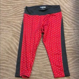 Workout capris black with red and white polkadots